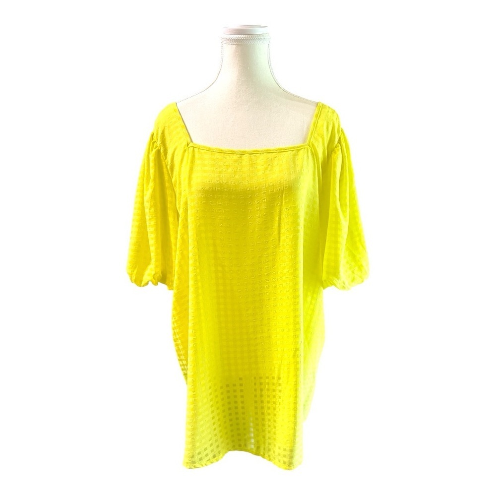 First Love by Lovelyn Yellow Puff Sleeve Blouse Size 1X